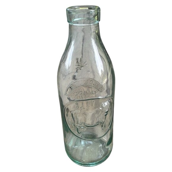 Absolutely Pure Milk Bottle Made In Italy Embossed Cow On Back - Picture 3 of 8